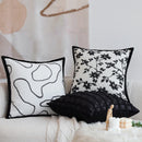 Axyaa Black Jacquard Sofa Cushion Cover: French Romantic Throw Pillow for Living Room