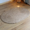 Axyaa Round Woven Rattan Carpets, Natural Straw Floor Mats for Living Room & Bedroom