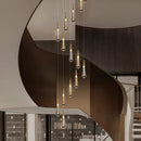 Axyaa Water Drop LED Chandeliers: Luxury Villa Pendant Lamp for Revolving Stair Lighting