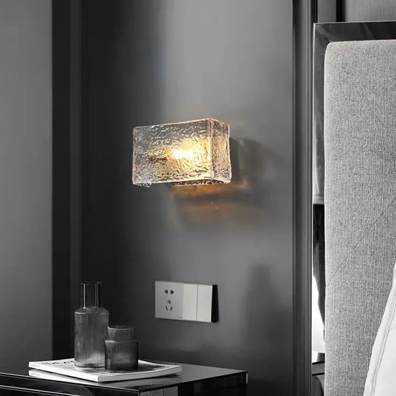 Axyaa Square Water Pattern Glass Wall Lamp Modern Sconces for Indoor Lighting