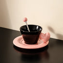 Axyaa Heart Design Ceramic Coffee Cup Set with Saucer & Spoon