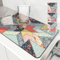 Axyaa Floral Geometry Kitchen Absorbent Draining Mat - Quick Dry Drain Pad