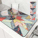 Axyaa Floral Geometry Kitchen Absorbent Draining Mat - Quick Dry Drain Pad