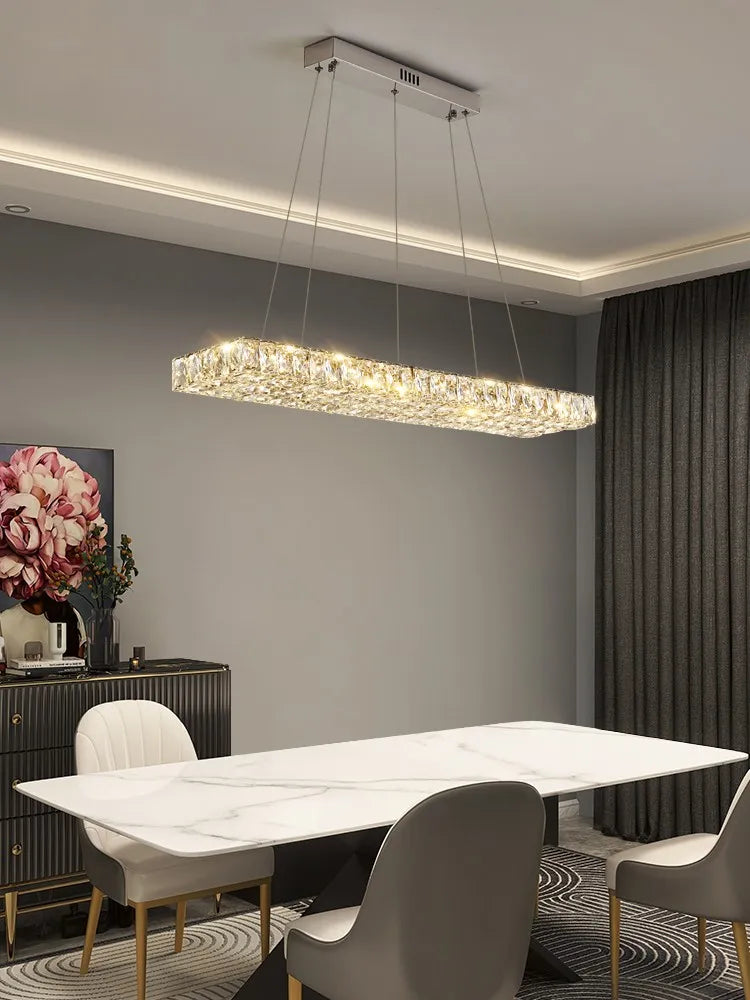 Axyaa Crystal LED Chandelier: Modern Art Decor Pendant Lighting for Living and Dining Rooms