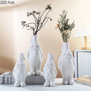 Axyaa Dwarf Shape Ceramic Vase for Flowers - Room Aesthetic Decor and Artificial Flower Arrangement