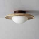 Axyaa Yellow Travertine Disc Shape Ceiling Light for Home Decor
