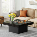 Axyaa LED Square Coffee Table Grey/White Engineered Wood Low Coffee Table Lving Room