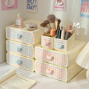 Axyaa Kawaii Cream Stationery Storage Box Organizer - Large Capacity Drawer-style Storage Rack
