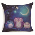 Axyaa Owl Linen Pillowcase: Office Car Sofa Living Room Decor 45x45cm