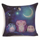 Axyaa Owl Linen Pillowcase: Office Car Sofa Living Room Decor 45x45cm