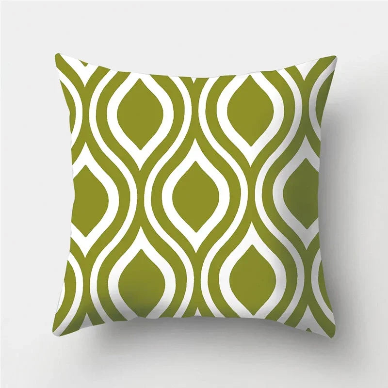 Army Green Geometric Printed Pillowcase by Axyaa for Living Room and Bedroom Decor