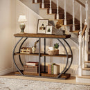 Axyaa Industrial 3-Tier Console Table with Metal Frame and Storage Shelves