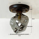 Axyaa Green Glass LED Ceiling Lamp Aisle Corridor Wood Copper Nordic Lighting