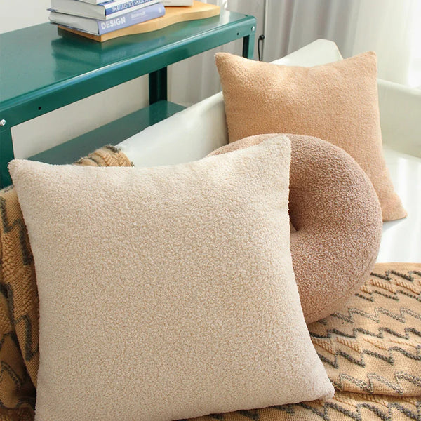 Axyaa Soft Teddy Plush Cushion Cover for Cozy Home Decor - Multi-Size Pillowcase