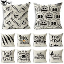 Axyaa Halloween Pattern Cushion Cover: Printed Linen Throw Pillow Case 45cm*45cm