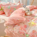 Axyaa Cartoon Floral Print Polyester Full Size Bedding Set with Soft Duvet Cover & Flat Sheet