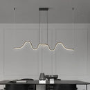 Axyaa Linear LED Pendant Light: Nordic Luxury Chandelier for Restaurant, Kitchen, Office.