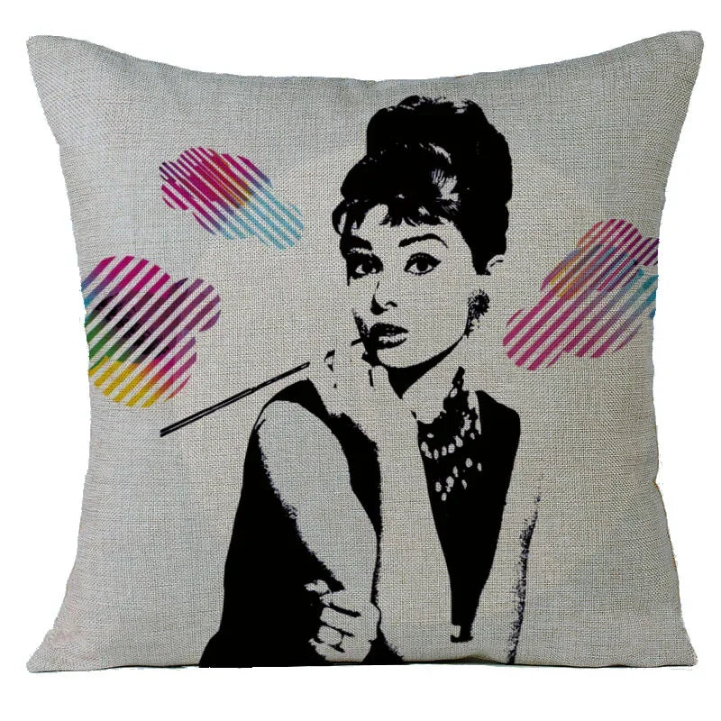 Audrey Hepburn Plush Cushion Cover by Axyaa - Home Decor Sofa Pillow Cover