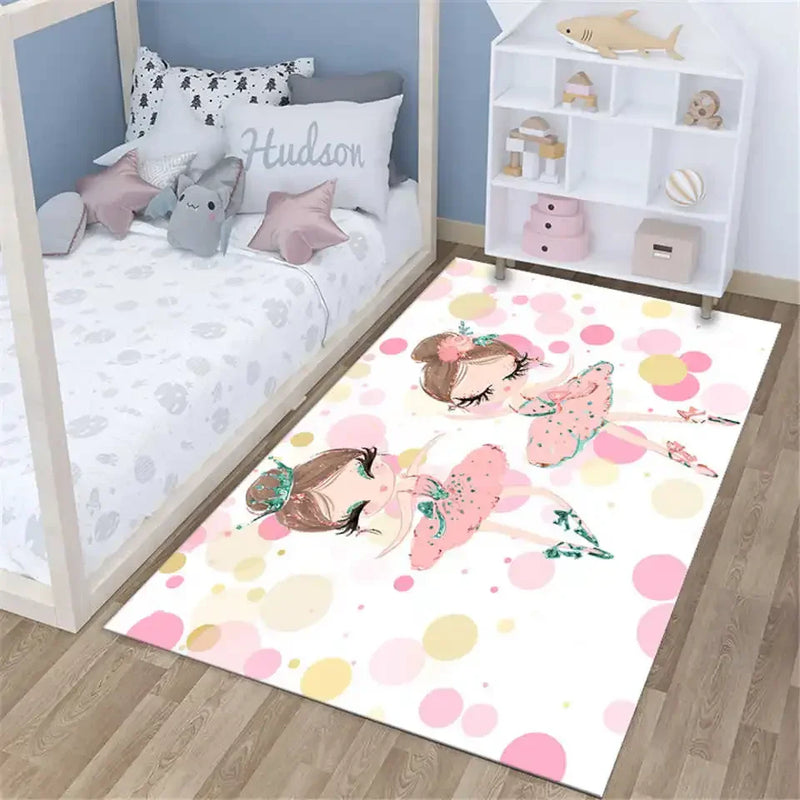 Axyaa Ballerina Girl Child Rug: Non-Slip Bedroom Decoration & Play Mat