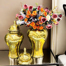 Gold Ceramic Vase Decor for Home - Axyaa General's Jar Decoration - Floor Standing