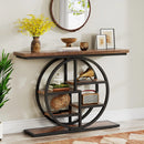 Axyaa Industrial 4-Tier Console Table, 39.4" Entryway Sofa Table with Thickened Top