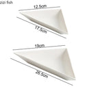 Axyaa White Ceramic Triangle Plate Set for Modern Dining & Molecular Cuisine.