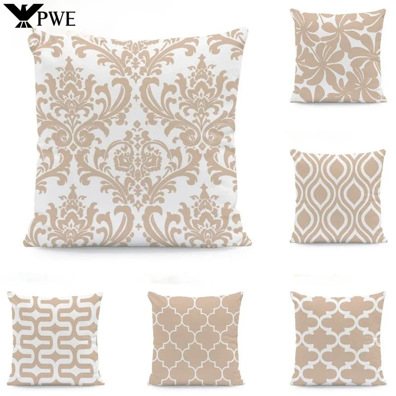 Axyaa Beige Geometric Lace Cushion Cover 45X45cm for Living Room Decor
