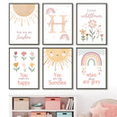 Axyaa Sun Wildflowers Rainbow Nursery Wall Art Print