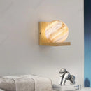 Axyaa Glass Planet Wall Lamp: Solid Wood Fixture for Bedroom and Living Room