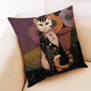 Axyaa Cat Linen Pillowcase 45x45cm for Home Décor and Comfort