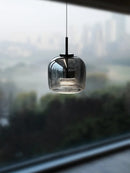 Axyaa Smoke Grey Glass LED Pendant Lights for Dining Kitchen Bar Decor