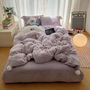 Axyaa Winter Rabbit Plush Bed 4-Piece Set - Premium Plush Bedding