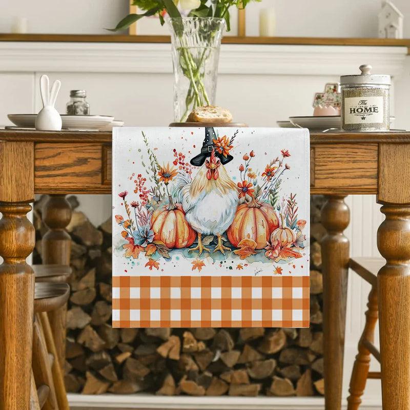 Axyaa Thanksgiving Table Runner: Washable Dining Cloth for Indoor Outdoor Home Décor