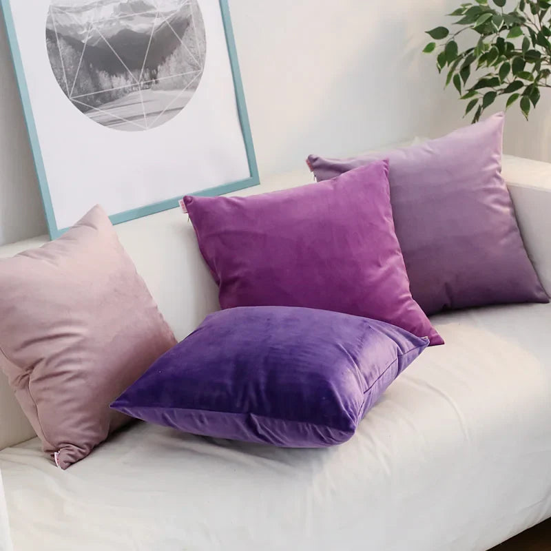 Axyaa Velvet Cushion Cover 45x45cm White Soft Pillow for Living Room Sofa