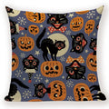 Axyaa Halloween Cushion Cover - Spooky Decorative Pillowcase with Pumpkin, Ghosts & Flying Carpet