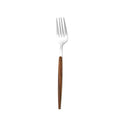 Axyaa Wood Grain Handle Gold Steak Knife and Fork Set