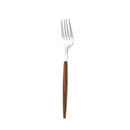 Axyaa Wood Grain Handle Gold Steak Knife and Fork Set