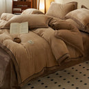 Axyaa King Velvet Flannel Bedding Set with Fleece Sheet & Pillowcase