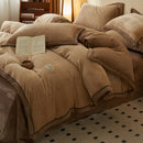 King Flannel Velvet Bedding Set with Fleece Sheet & Pillowcase by Axyaa