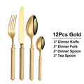 Axyaa Gold Cutlery Set Stainless Steel Mirror Sliver Fork Spoon Western Double Sided Pattern