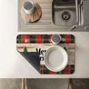 Axyaa Christmas Plaid Kitchen Antiskid Drying Mat | Quick Dry Bathroom Drain Pad