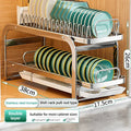 Axyaa Pull-Out Bowl & Dish Holder: Kitchen Cabinet Storage Organizer Rack