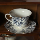 Axyaa Blue Butterfly Ceramic Coffee Mug, Camellia Flower Tea Cup