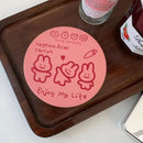 Axyaa Kawaii Pink Ceramics Drink Coasters Set - Cute Aesthetic Cup Mat Accessories