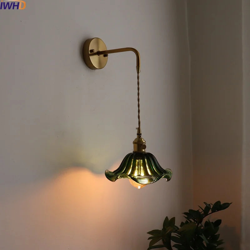 Axyaa Nordic LED Wall Sconce Glass Copper Light for Home Decor & Living Room