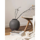 Axyaa Sandstone Black Round Floor Vase - Large 12.5 Inch, Farmhouse Rustic Home Decor