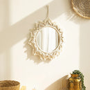 Axyaa Macrame Round Mirror | Boho Aesthetic Room Decor for Bedroom & Living Room