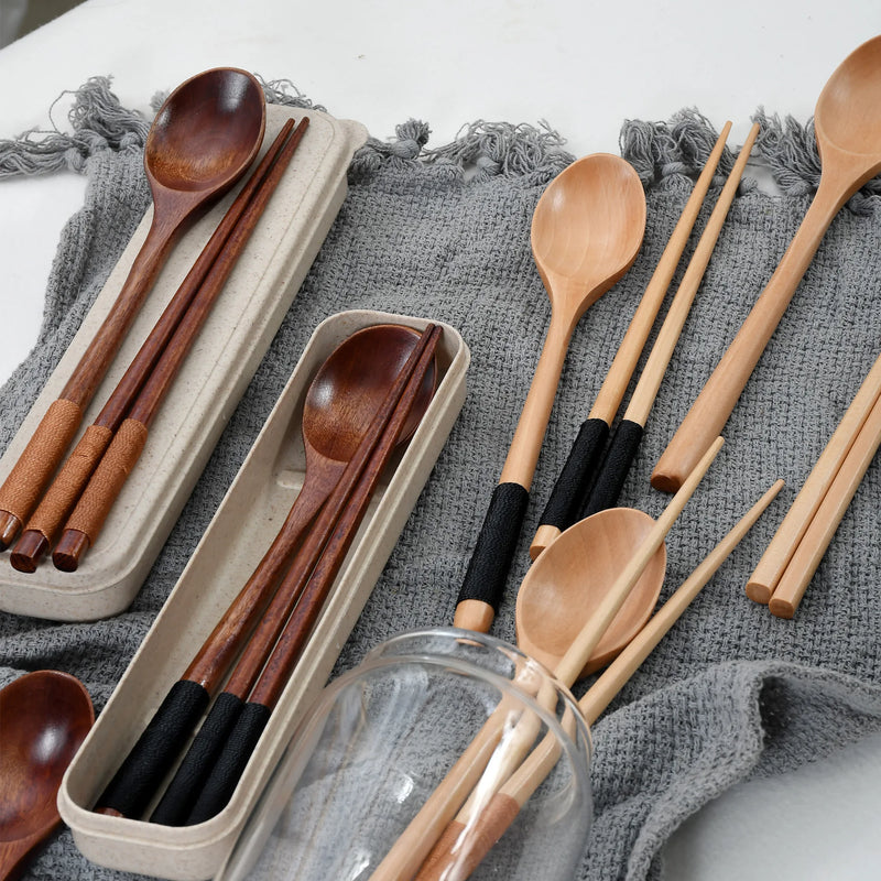 Axyaa Japanese Wooden Tableware Set - Elegant and Eco-Friendly Dining Ensemble