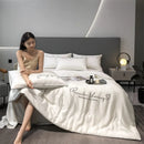 Axyaa Silk Embroidery Summer Quilt: Smooth & Cool Solid Blanket for Bed