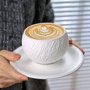 Axyaa Stone Ceramic Latte Mug Flower Decor Drinkware